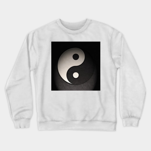 Yin Yang Symbol Leather Texture Repost Crewneck Sweatshirt by learningcurveca